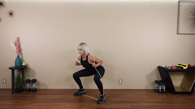 Squat with Long Band Behind Back - Demo