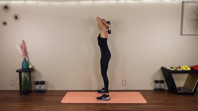 Standing Double Dumbbell Overhead Tricep Kickup - Demo