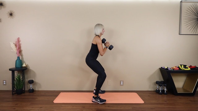 Squat with Single Dumbbell Chest Push - Demo