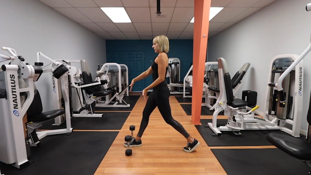 Stationary Lunge with Dumbbell Bicep Curls Gym