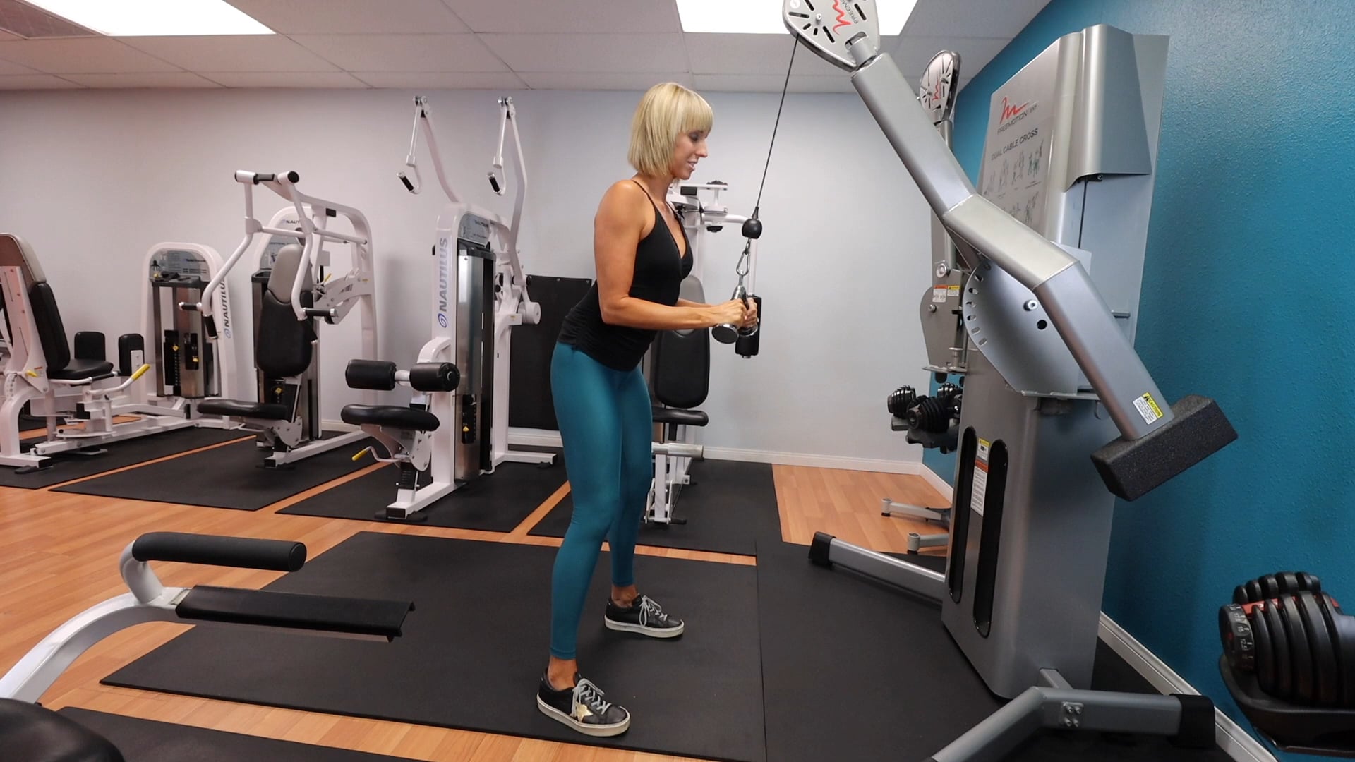 Cable Machine V Bar Tricep Extensions Gym