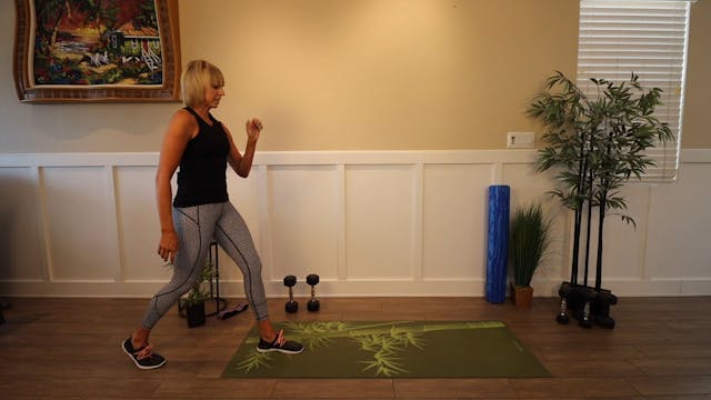 Walking Lunges with Dumbbell Bicep Curl