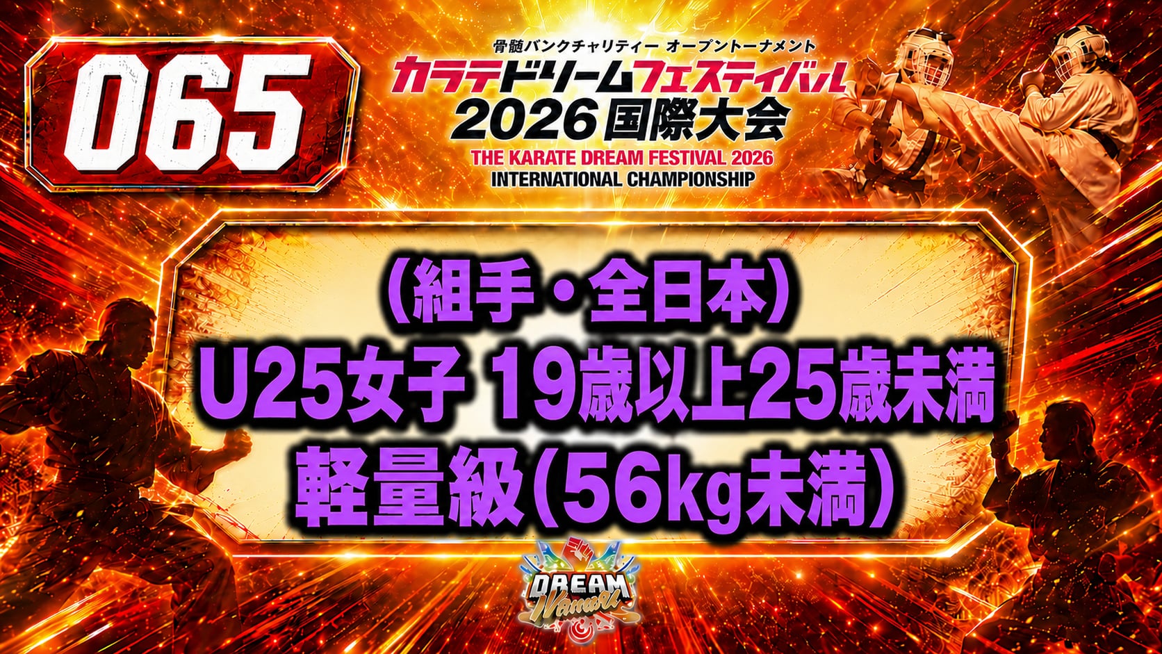 065（組手・全日本）U25女子 19歳以上25歳未満　軽量級(56㎏未満)