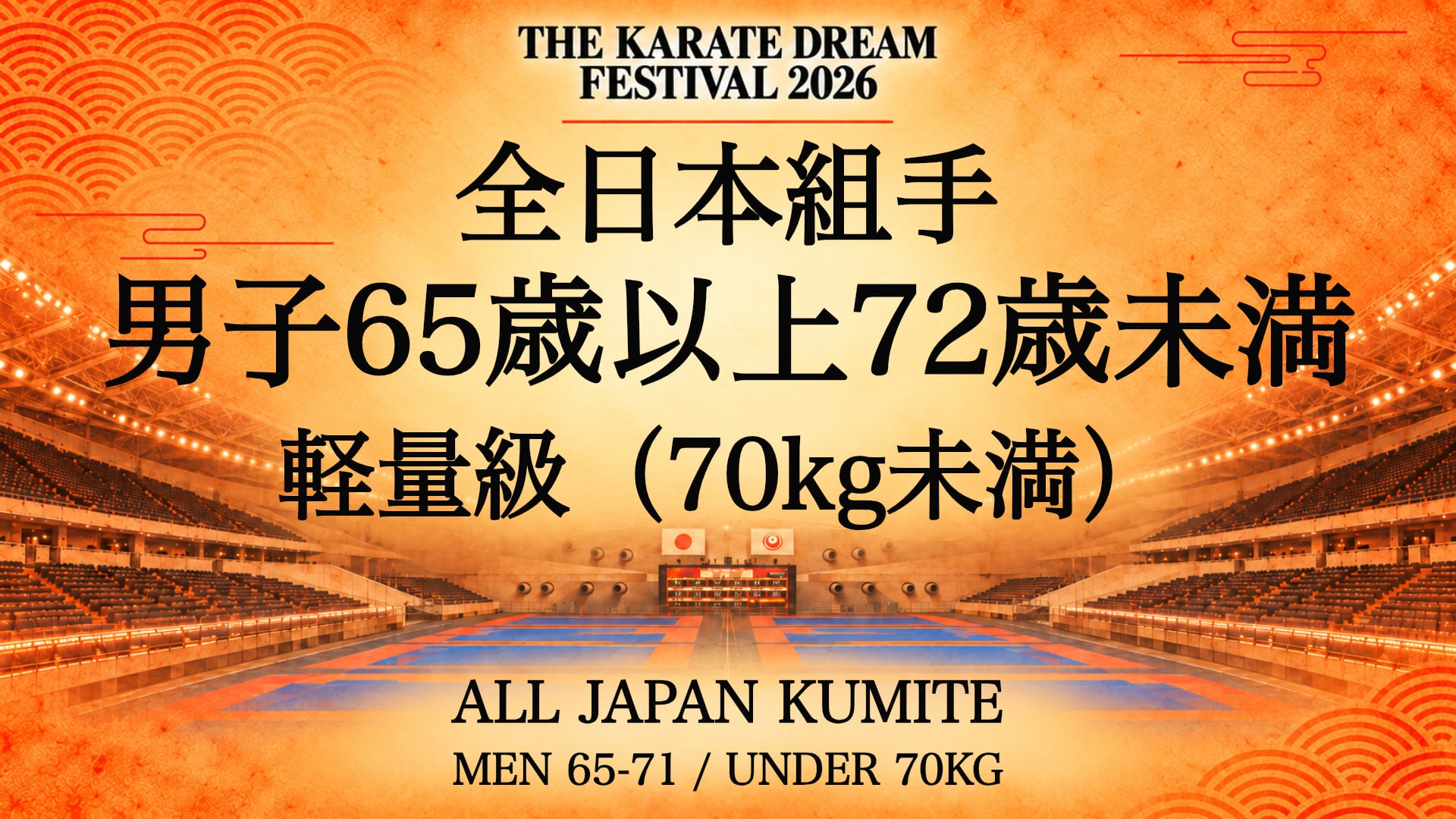 087 MEN 65-71 / UNDER 70kg｜男子65歳以上72歳未満 軽量級（70kg未満）｜Karate Dream Festival 2026