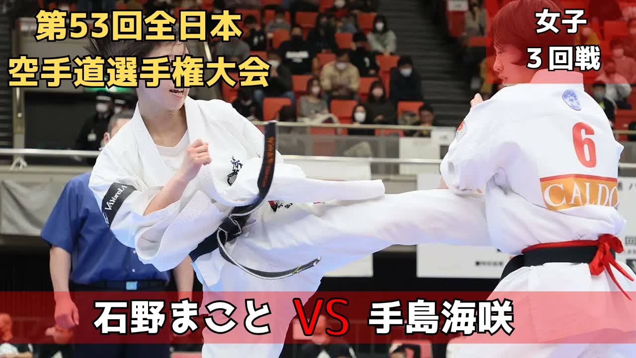 【新極真会】第53回全日本大会　女子３回戦　石野vs手島　SHINKYOKUSHINKAI KARATE