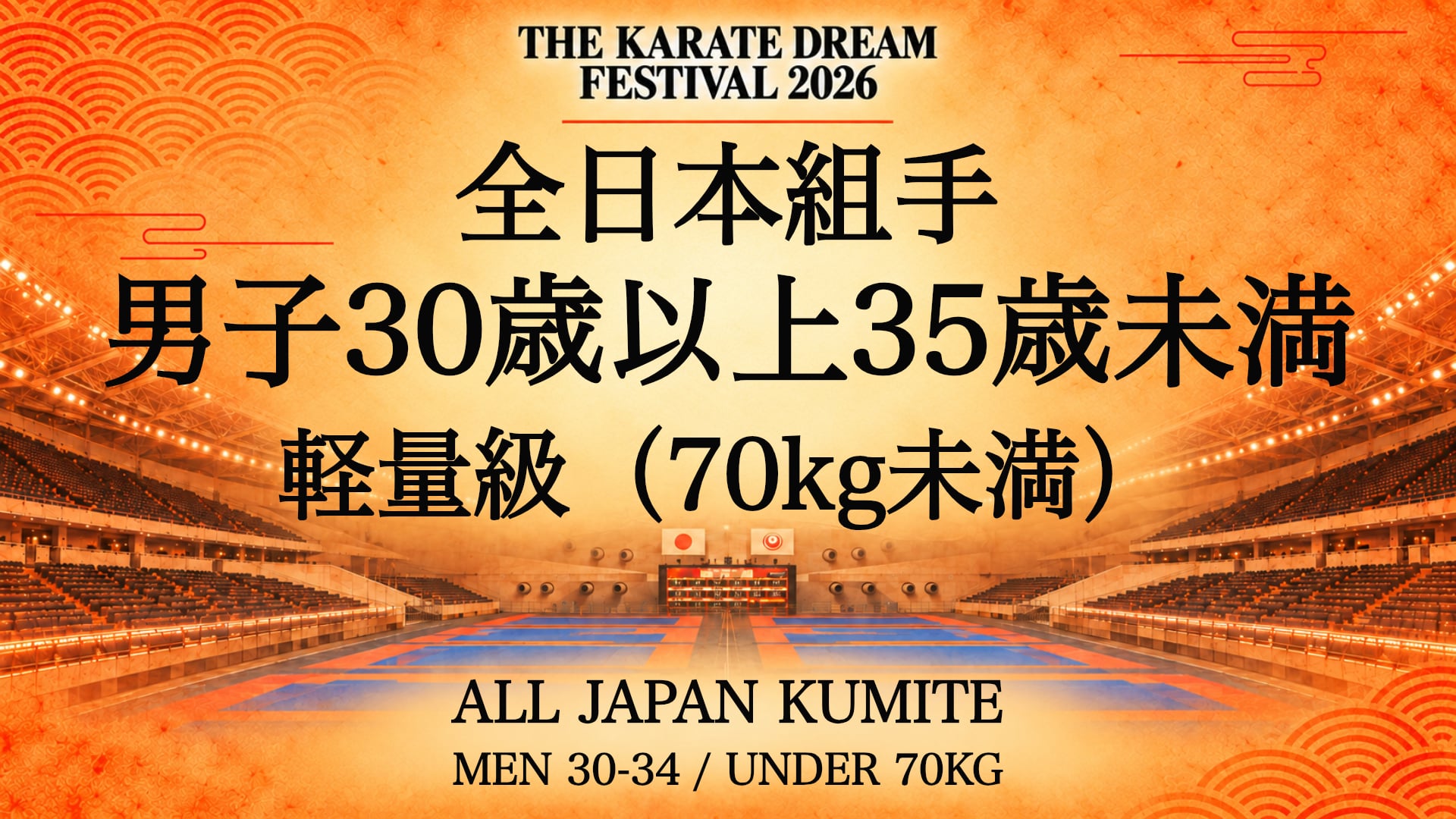 067 MEN 30-34 / UNDER 70kg｜男子30歳以上35歳未満 軽量級（70kg未満）｜Karate Dream Festival 2026