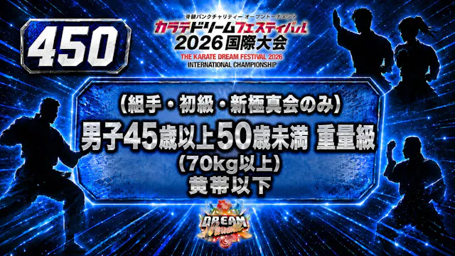 450（組手・初級・新極真会のみ）男子45歳以上50歳未満　重量級(70㎏...