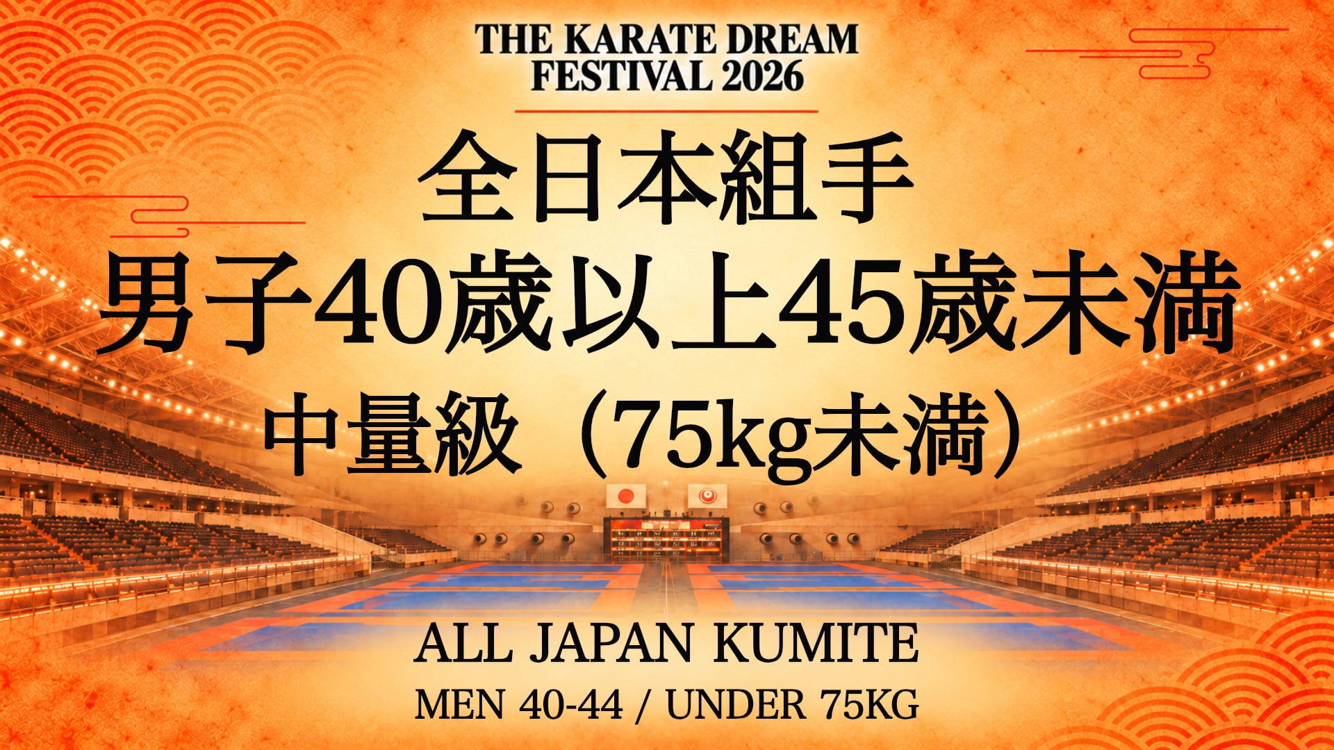 073 MEN 40-44 / UNDER 75kg｜男子40歳以上45歳未満 中量級（75kg未満）｜Karate Dream Festival 2026