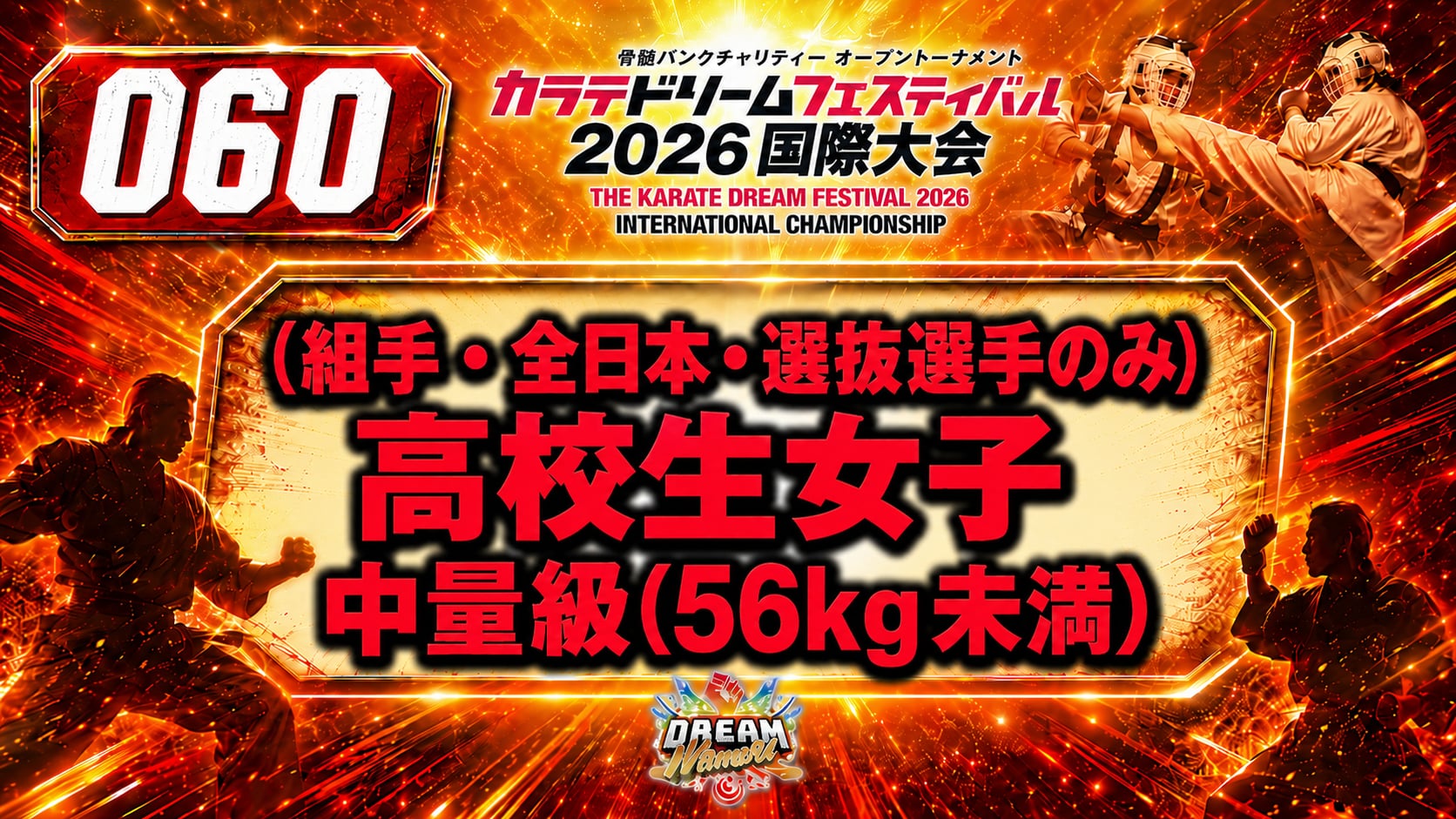 060（組手・全日本・選抜選手のみ）高校生女子　中量級(56kg未満)