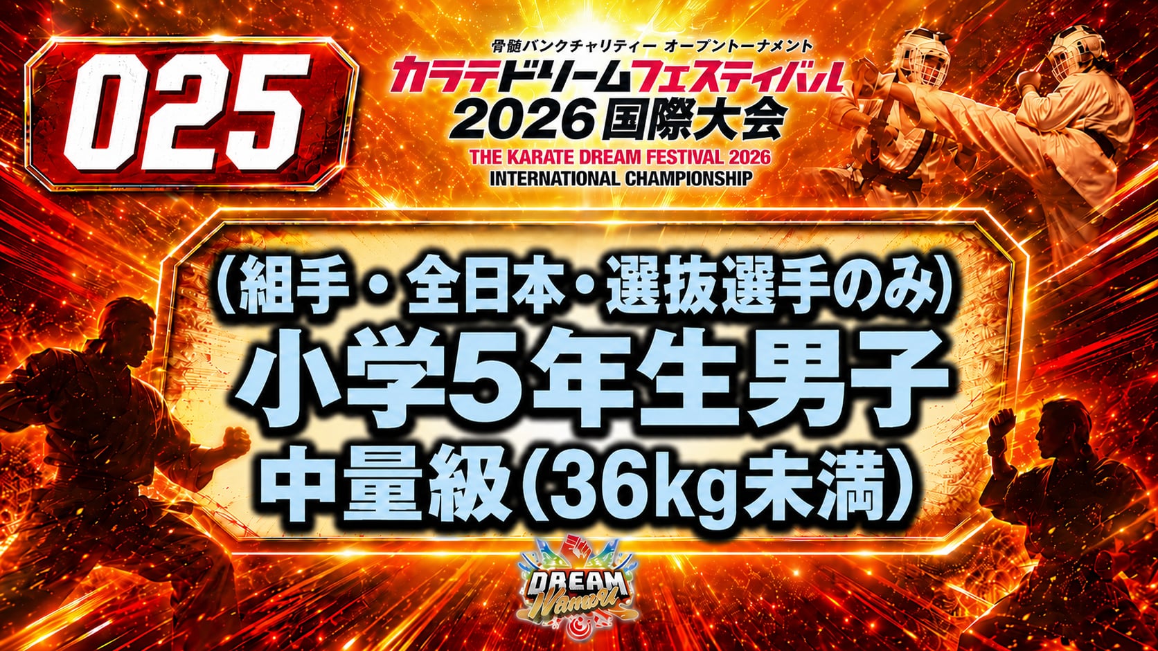 025（組手・全日本・選抜選手のみ）小学5年生男子　中量級(36kg未満)