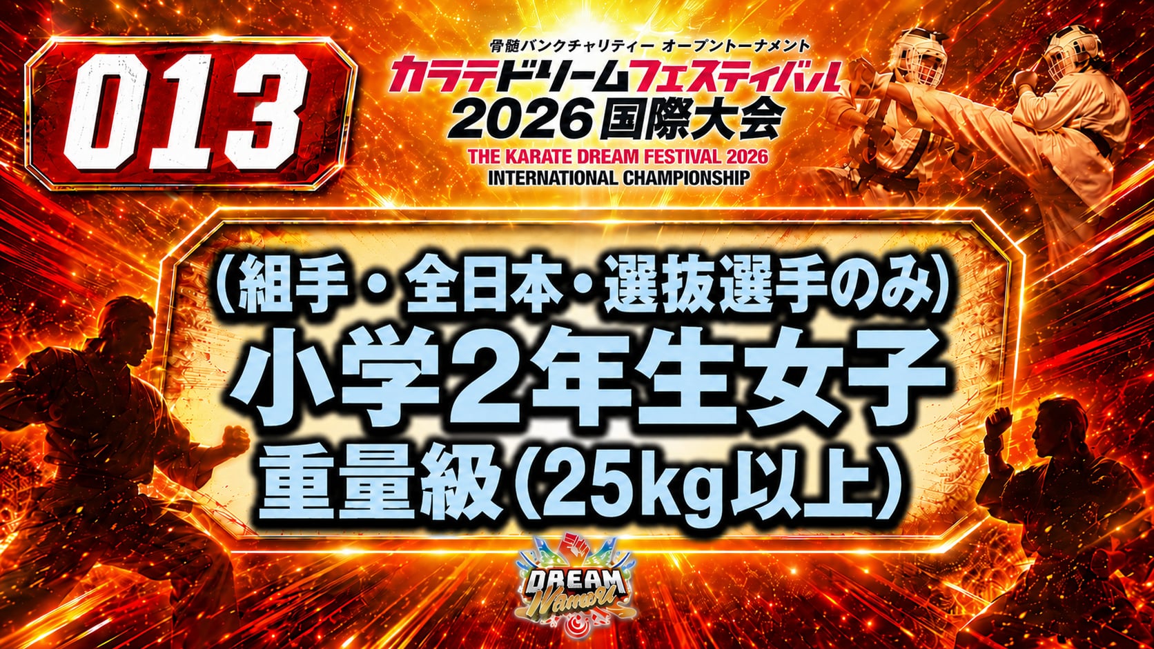 013（組手・全日本・選抜選手のみ）小学2年生女子　重量級（25㎏以上） 女性
