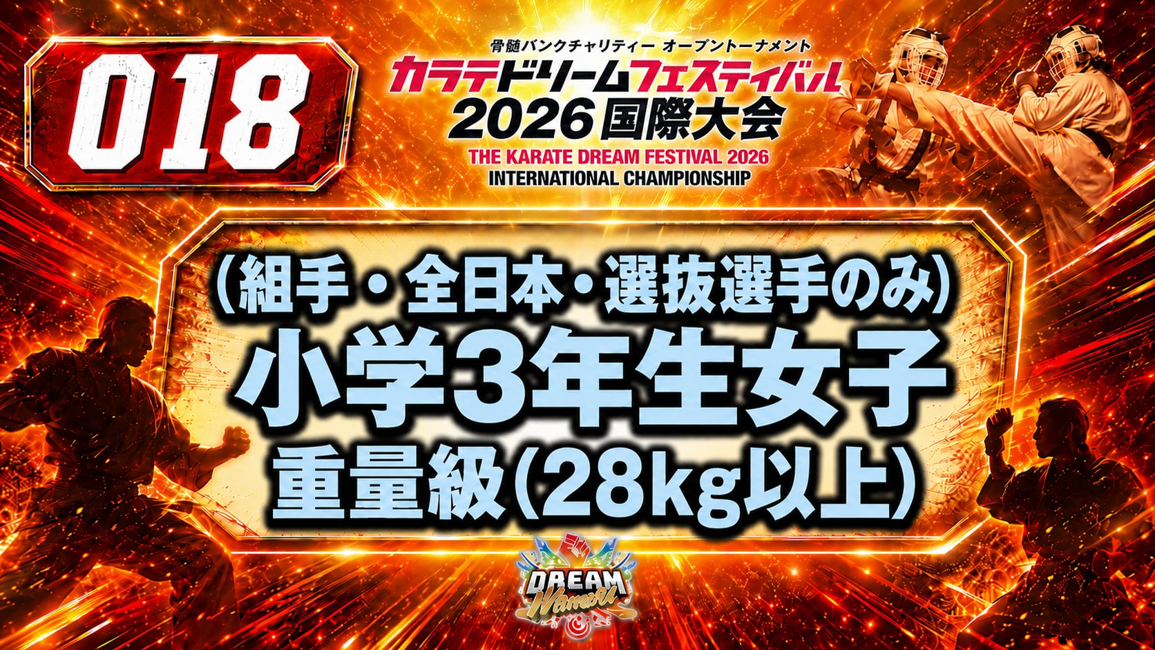 018（組手・全日本・選抜選手のみ）小学3年生女子　重量級(28㎏以上) 女性