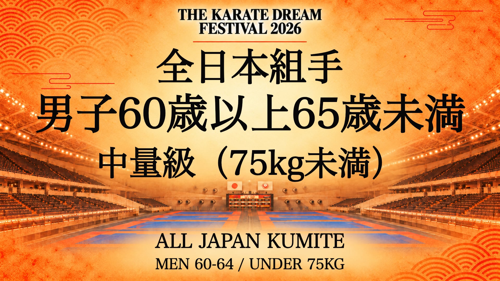 085 MEN 60-64 / UNDER 75kg｜男子60歳以上65歳未満 中量級（75kg未満）｜Karate Dream Festival 2026