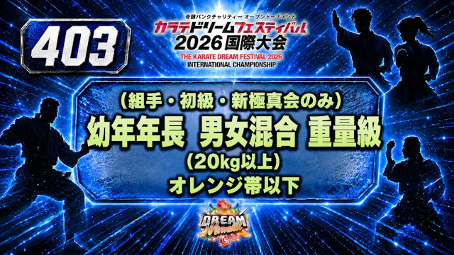 403（組手・初級・新極真会のみ）幼年年長　男女混合　重量級（20㎏以上）...