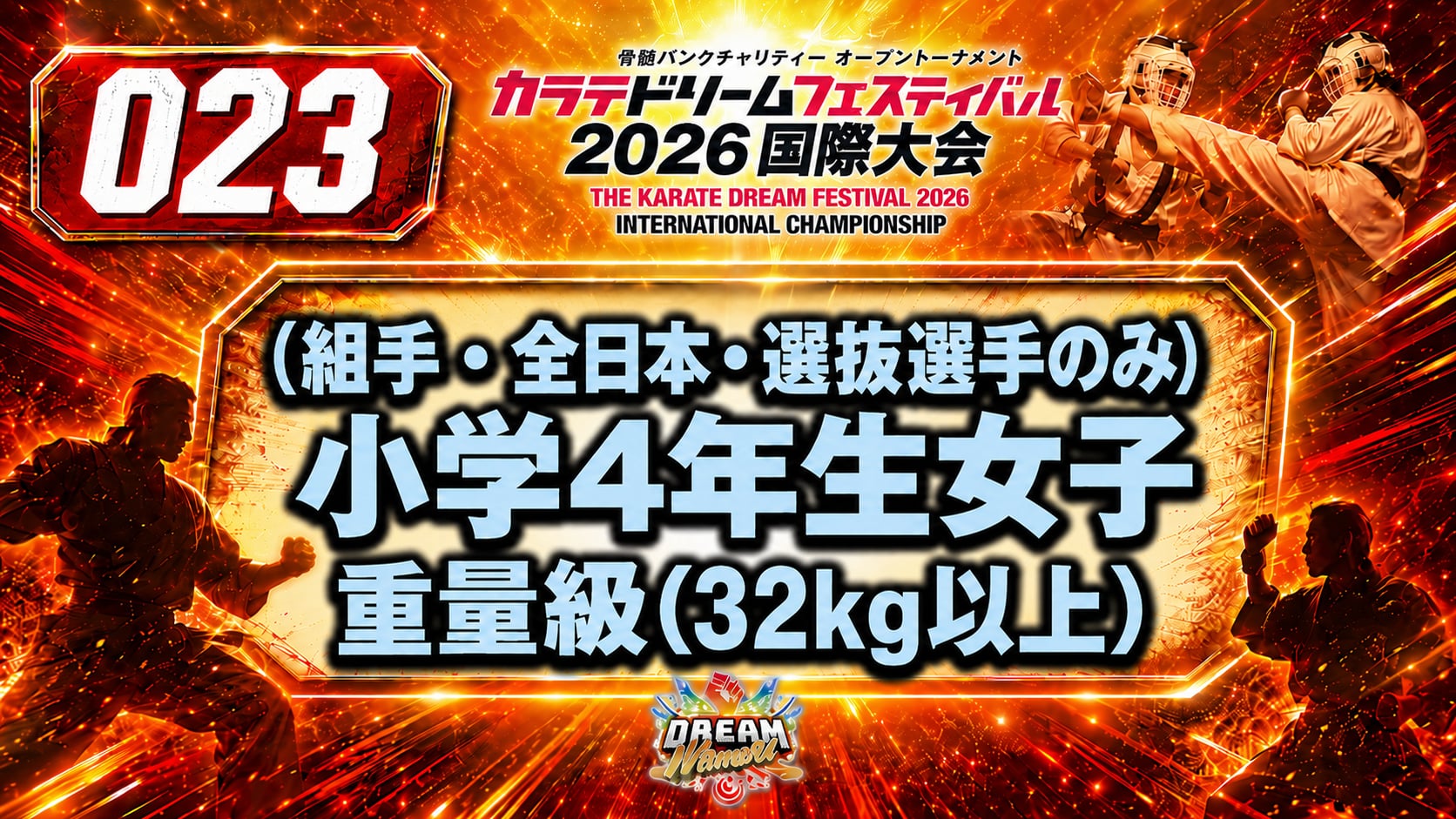 023（組手・全日本・選抜選手のみ）小学4年生女子　重量級(32kg以上)
