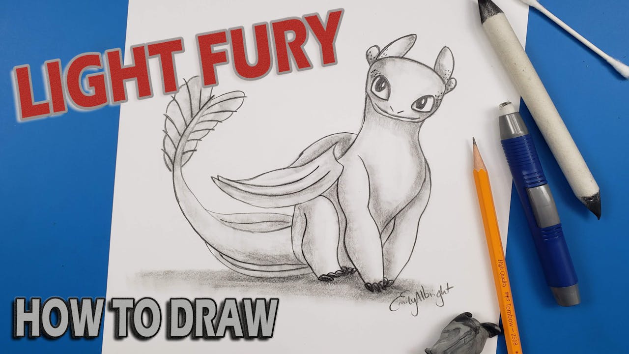 Draw “LIGHT FURY” Sitting How To Train Your Dragon