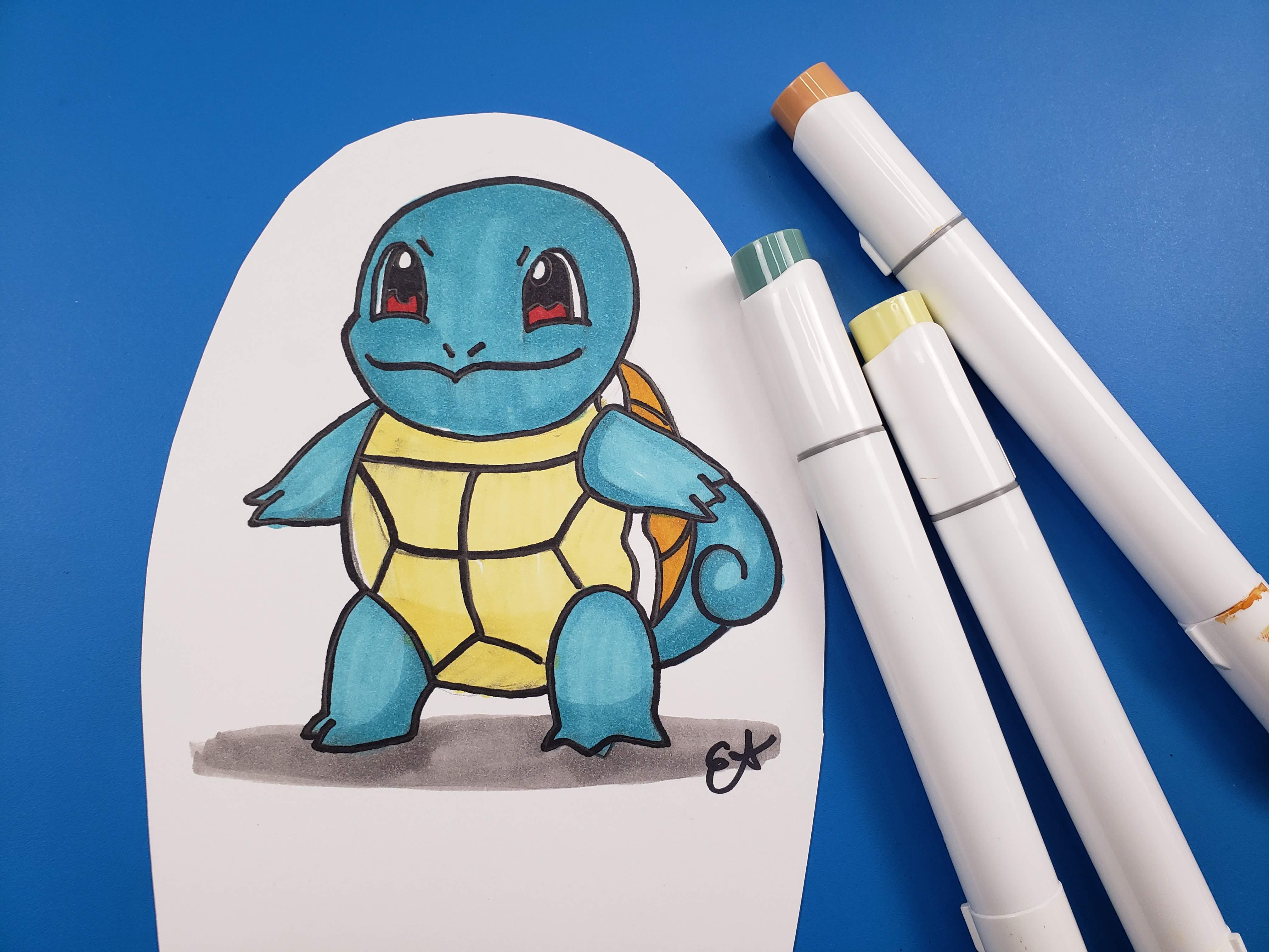 Lean How to Draw and Color "SQUIRTLE" Pokemon Series