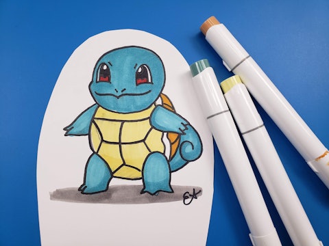 Lean How to Draw and Color "SQUIRTLE" Pokemon Series