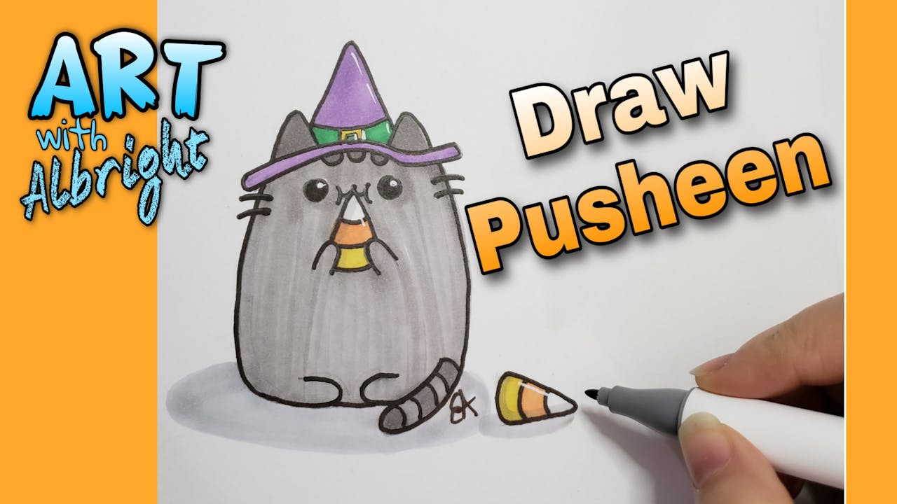 Pusheen Holding Candy Corn - Pusheen Collection - ART with Albright ...