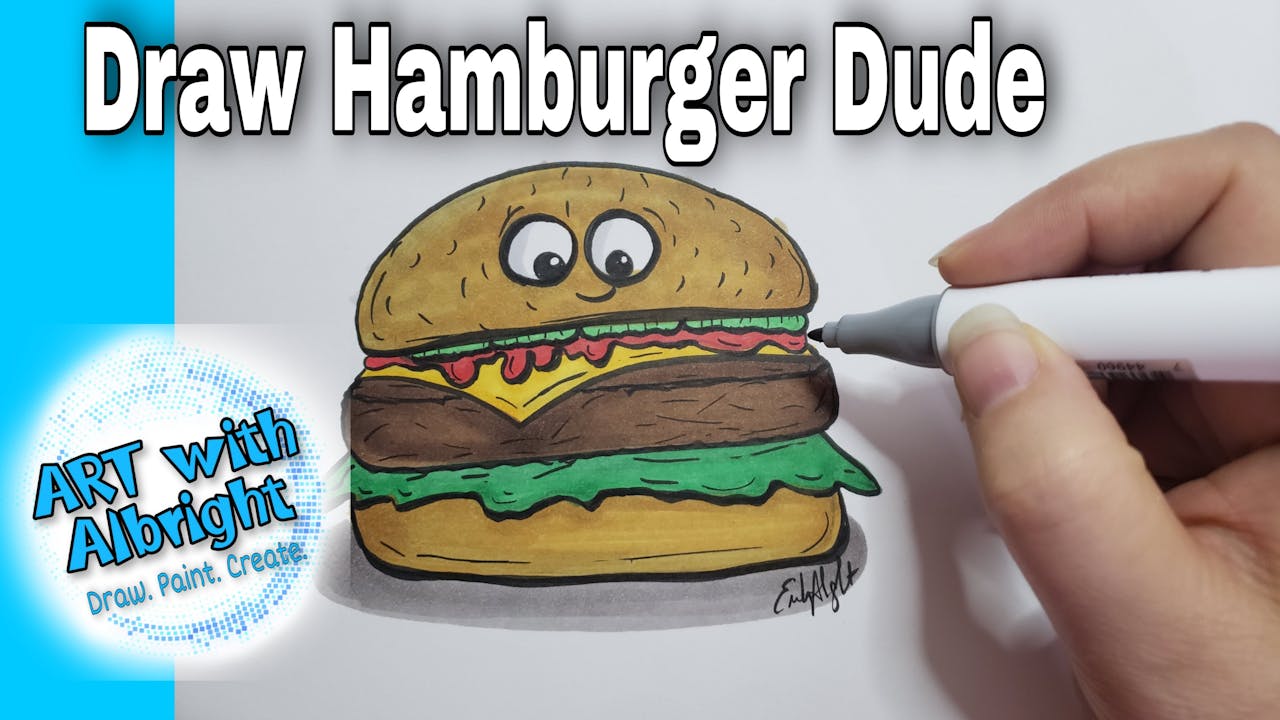 how to draw a hamburger step by step