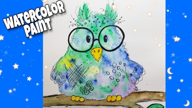 Paint ~ Watercolor Zentangle Owl with Glasses