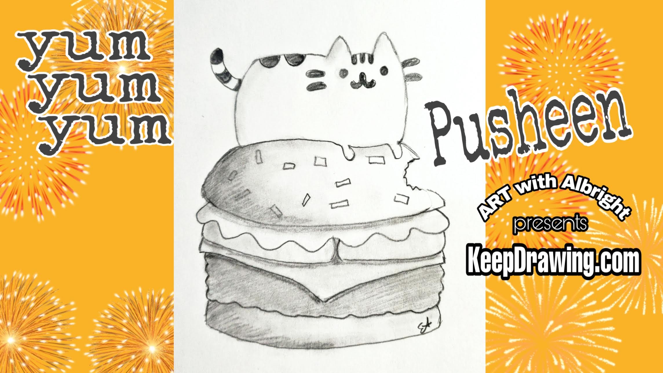 Pusheen on a Hamburger