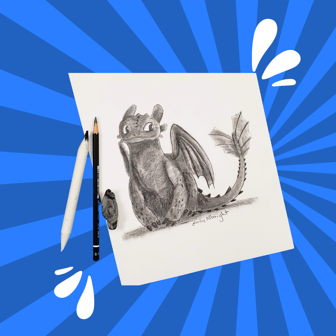 "TOOTHLESS" Sitting How To Train Your Dragon Series ~ Artist Emily Albright 
