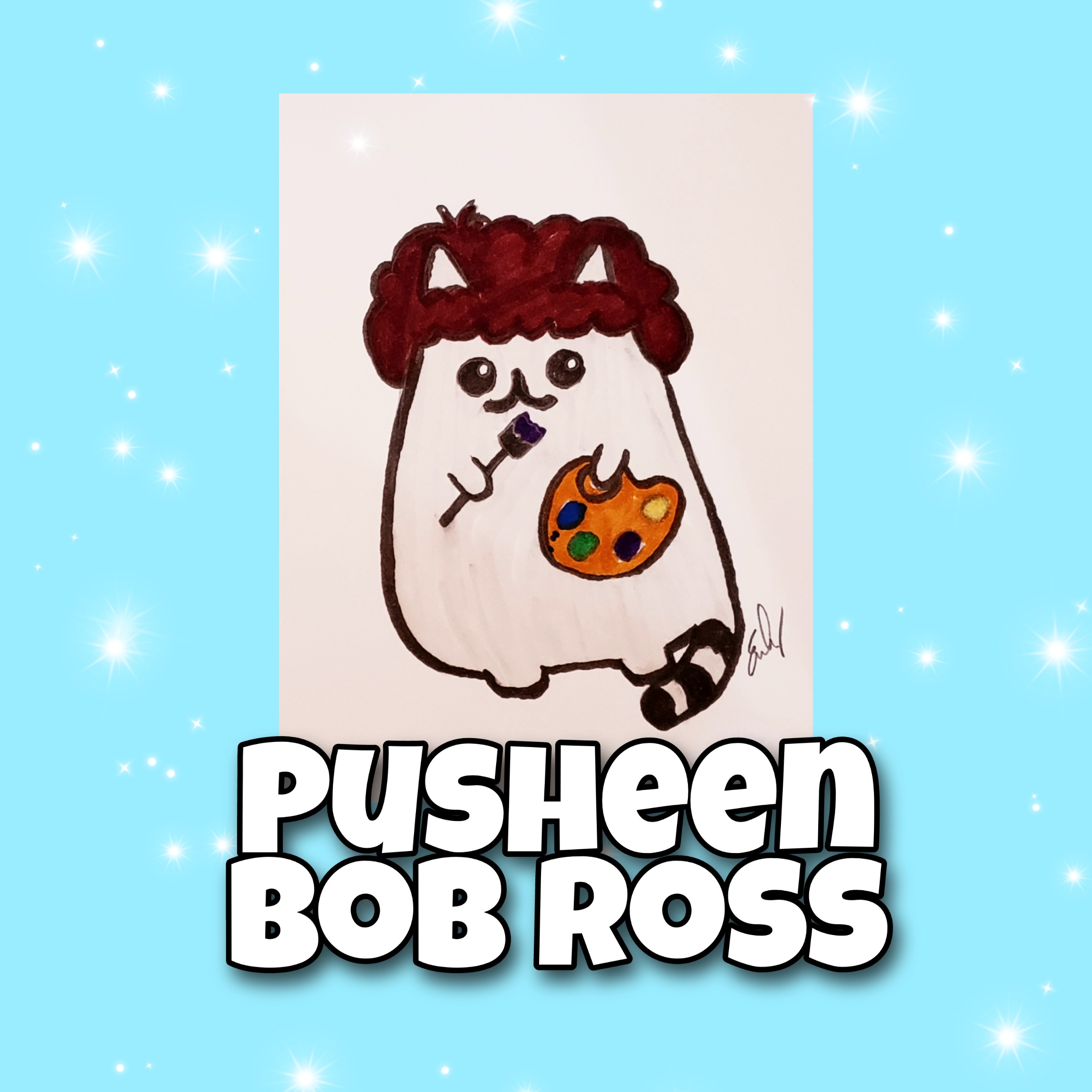 Pusheen Bob Ross