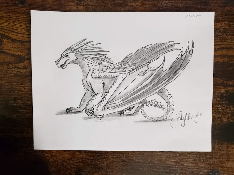 fire dragon wings drawing