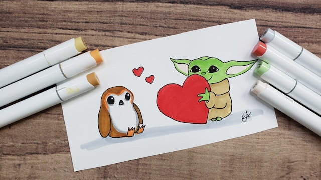 Star Wars - Grogu Valentine with Porg