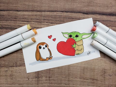 Star Wars - Grogu Valentine with Porg