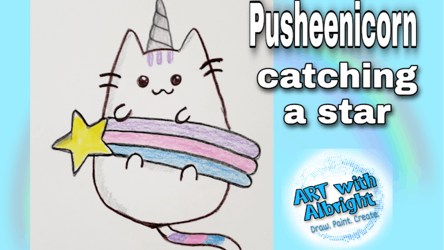 Pusheenicorn catching a star
