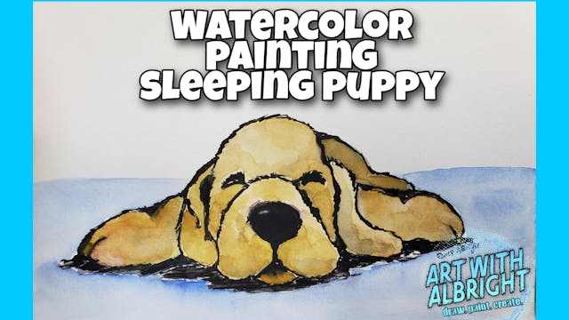 Paint ~ Watercolor Sleeping Puppy Dog