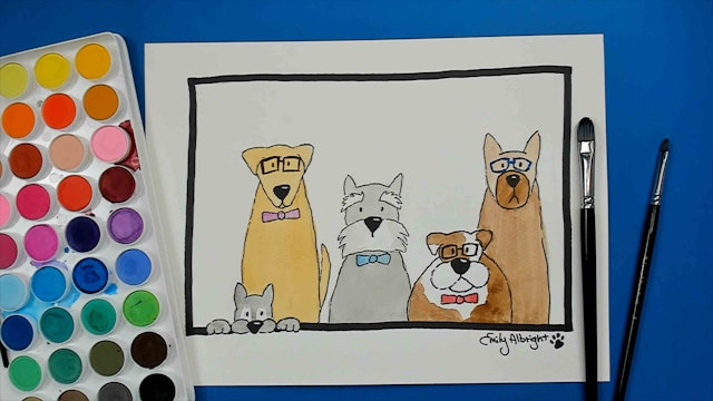 Bunch of Foster dogs Watercolor Painting