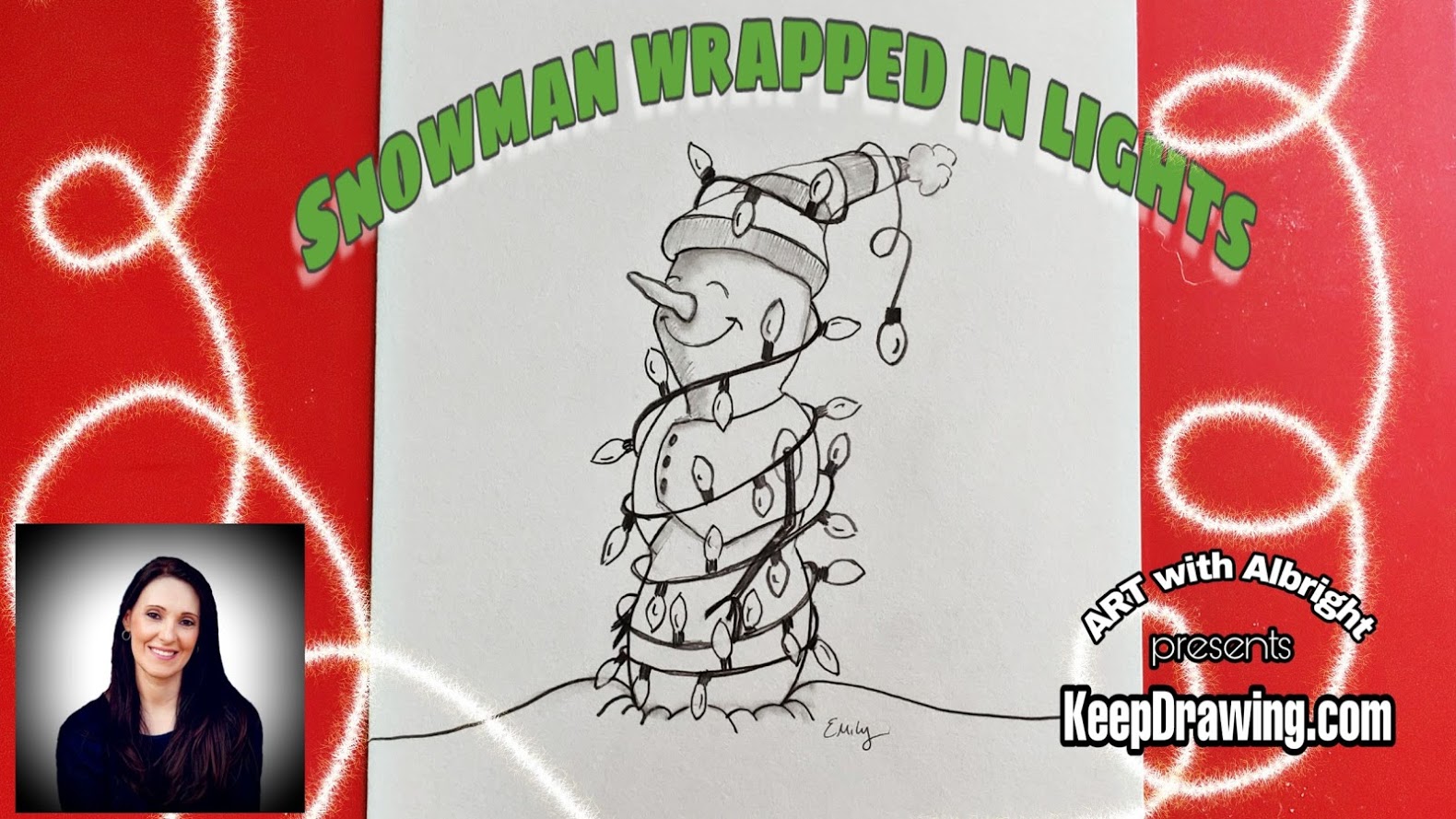 Snowman wrapped in lights