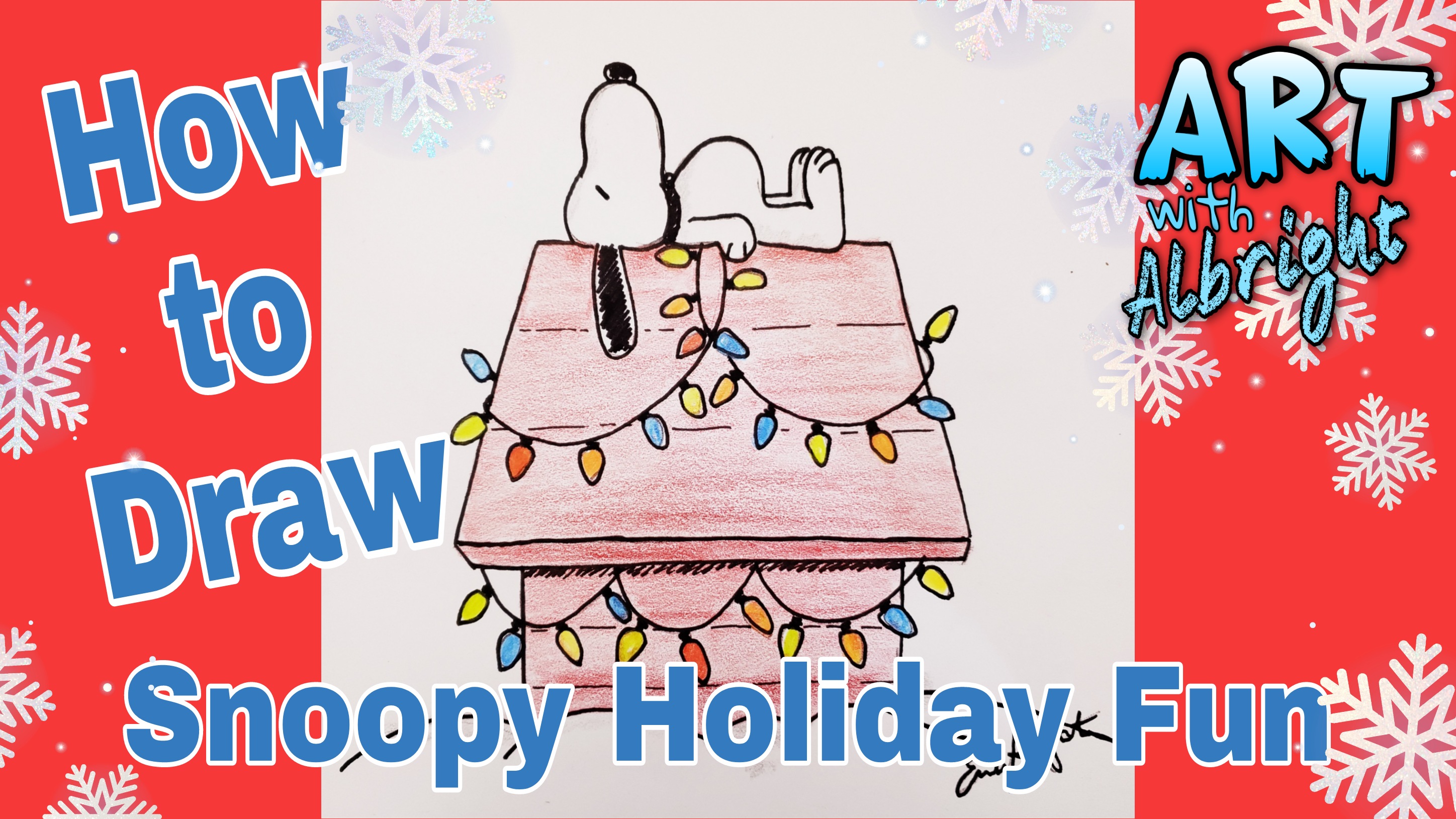Snoopy adding lights to his Dog House