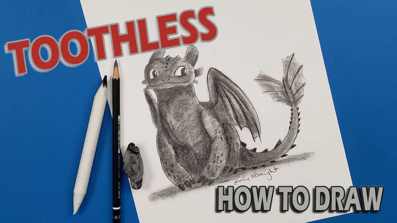 Draw “TOOTHLESS” Sitting How To Train Your Dragon
