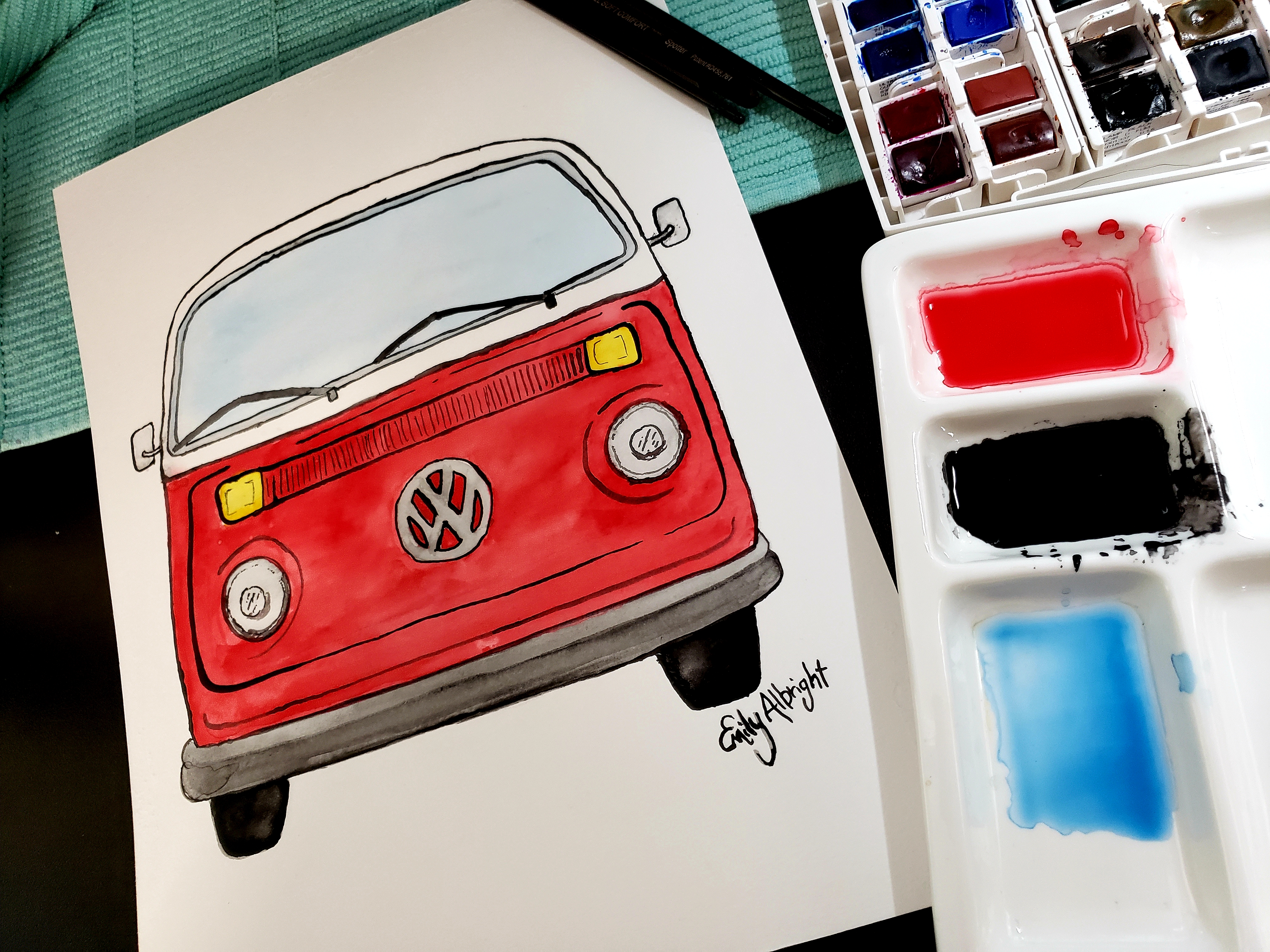 Paint ~ Watercolor Volks Wagon Bus