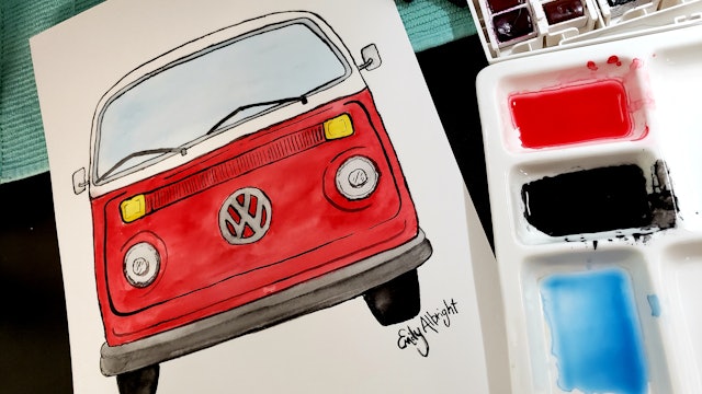 Paint ~ Watercolor Volks Wagon Bus