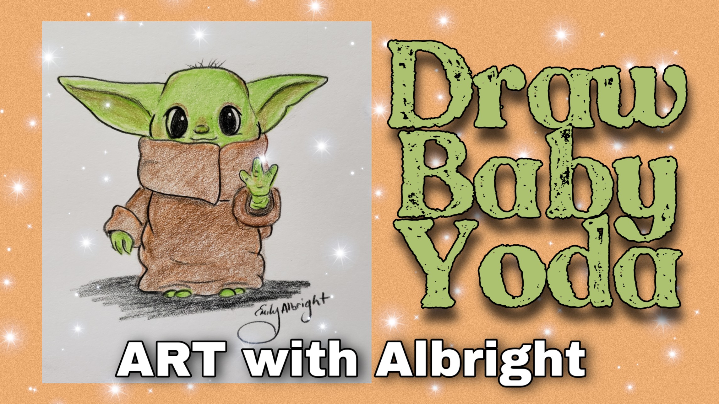 Baby Yoda in Colored Pencils