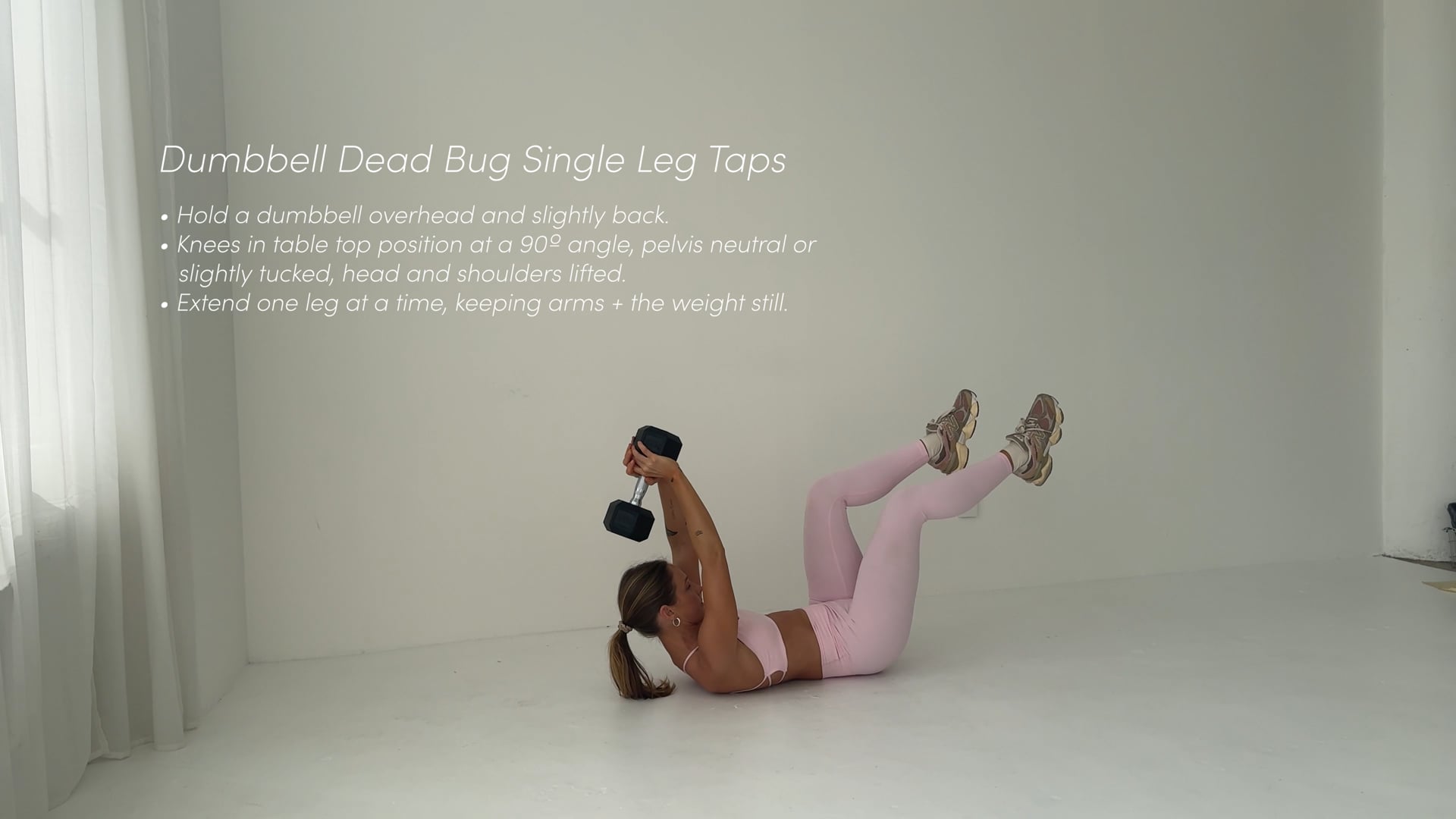Dumbbell Dead Bug Single Leg Taps