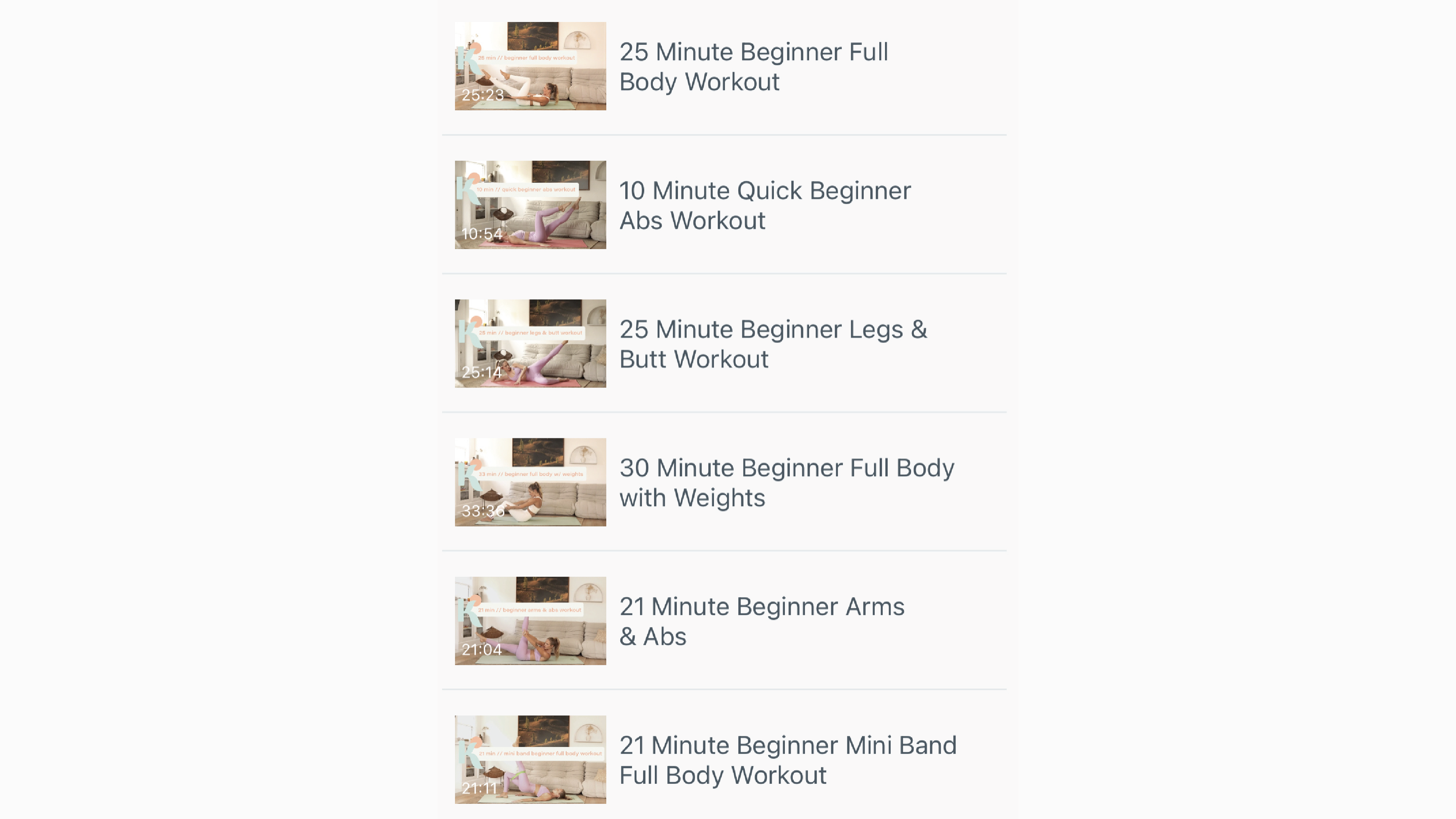 Beginner Program Schedule