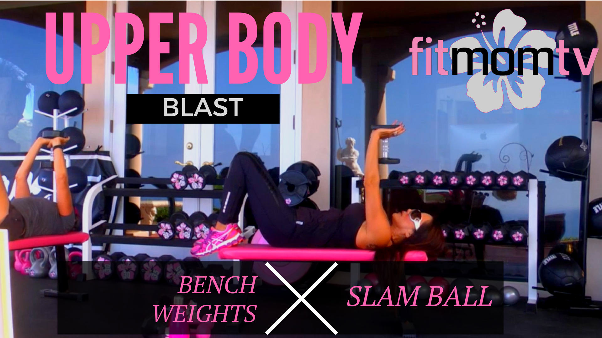 UPPER BODY: BUFF BABE & POLICE WOMAN 35M WEIGHTS BENCH SLAM BALL