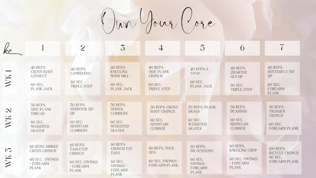 Own Your Core Calendar