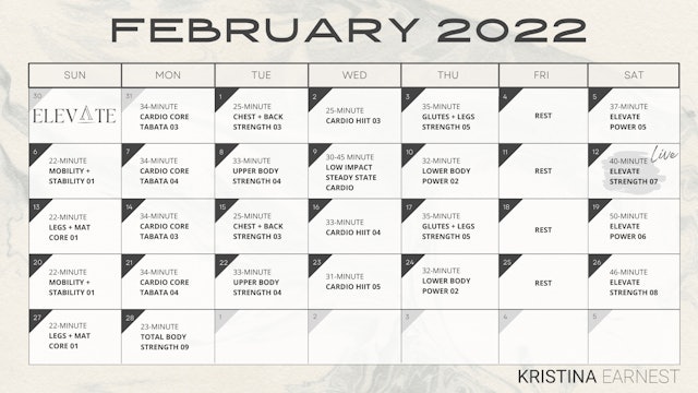 February 2022 Calendar [ELEVATE]