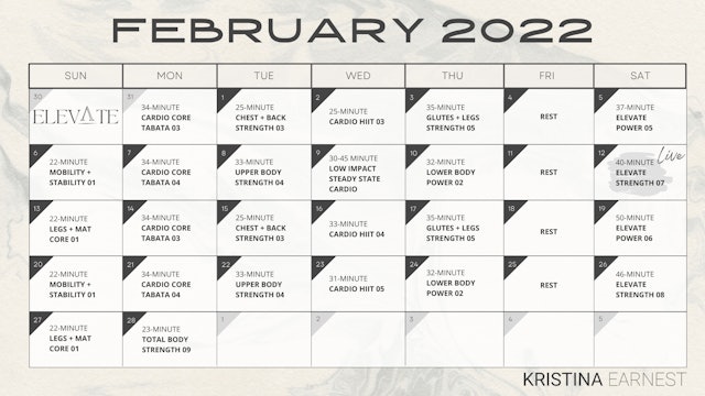 February 2022 Calendar - ELEVATE