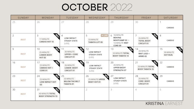 October 2022 Calendar [HIITober]