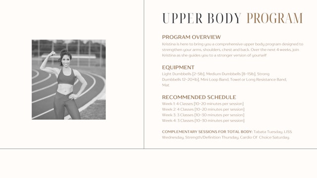 Upper Body Program Overview