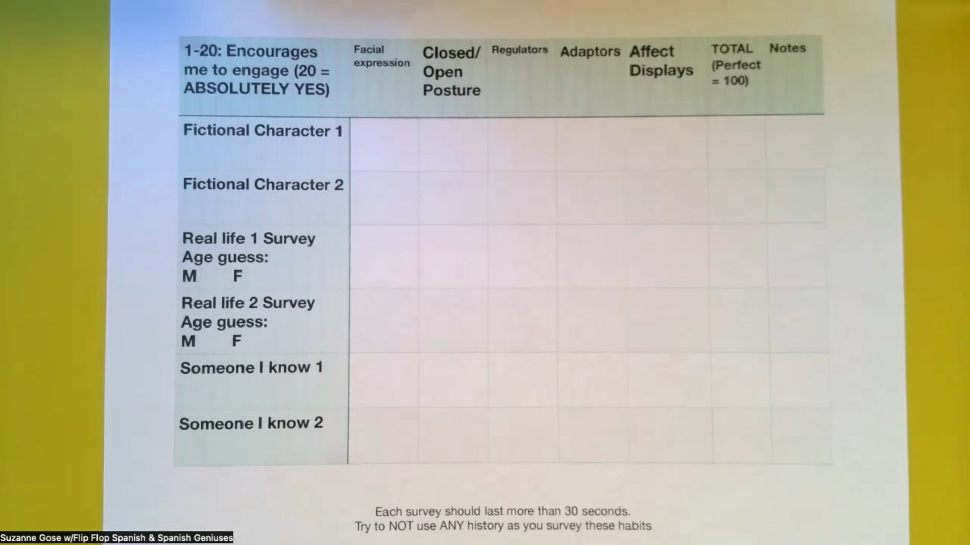 Week 4 Survey Instructions