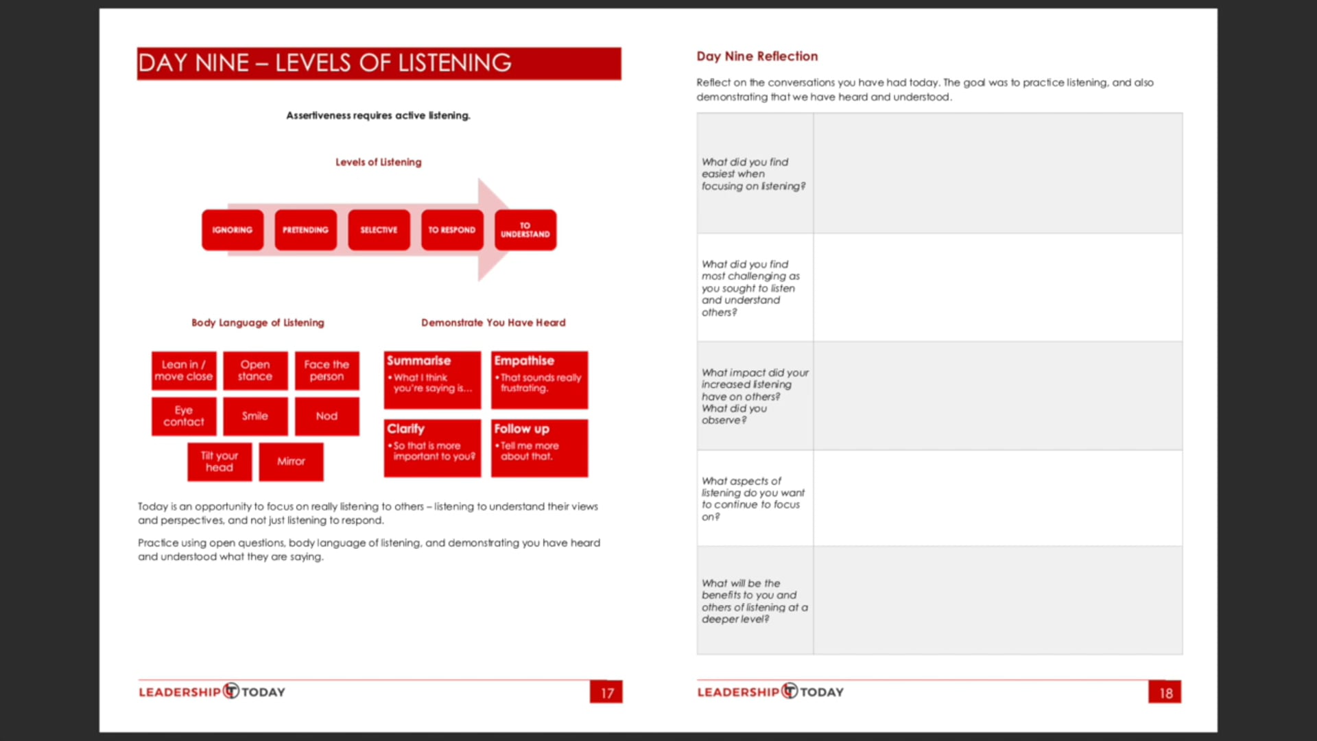 Day Nine - Exercise and Reflection
